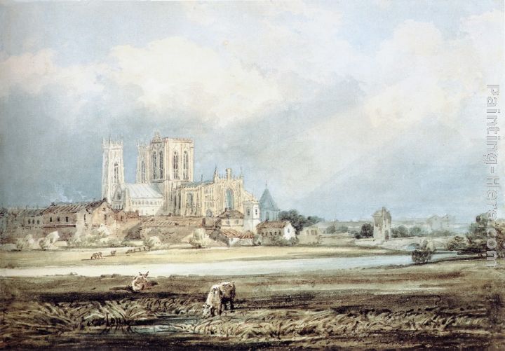 York Minster from the South-East, with Layerthorpe Bridge painting - Thomas Girtin York Minster from the South-East, with Layerthorpe Bridge art painting